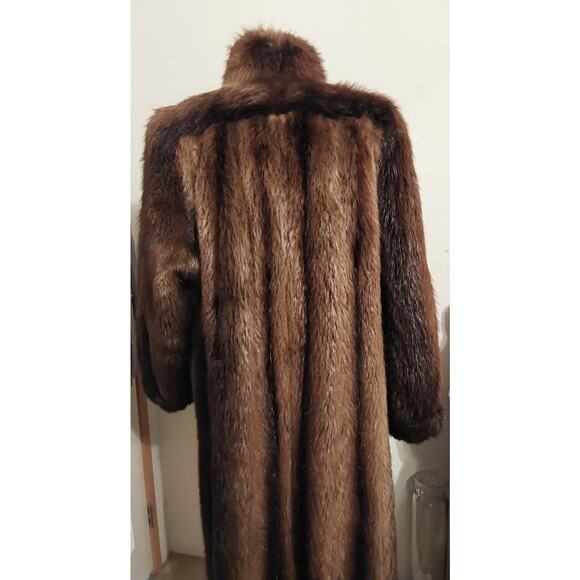 Ladies Vintage Beaver Fur Full Lenght Brown Jacket Size Xl by Weiss Furs - Picture 3 of 9